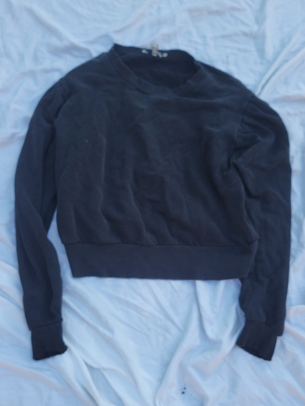 Express One Eleven Black Cropped Crewneck Sweatshirt Size Small